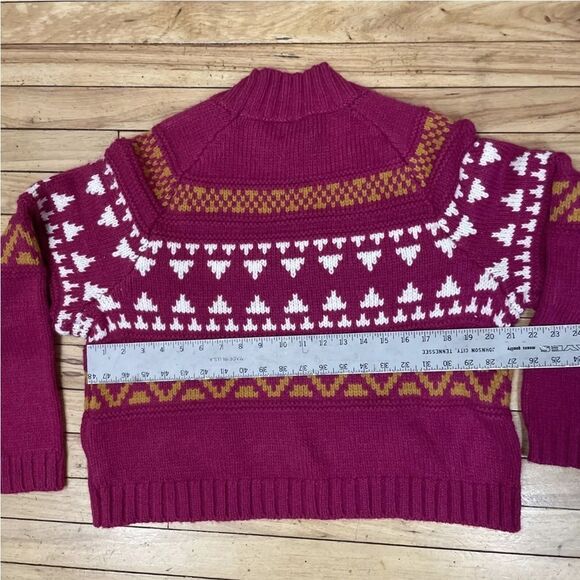 UNIVERSAL THREAD Crop Sweater Women Magenta Knit Mock Neck Gran Fair Isle L Geo - Picture 7 of 16